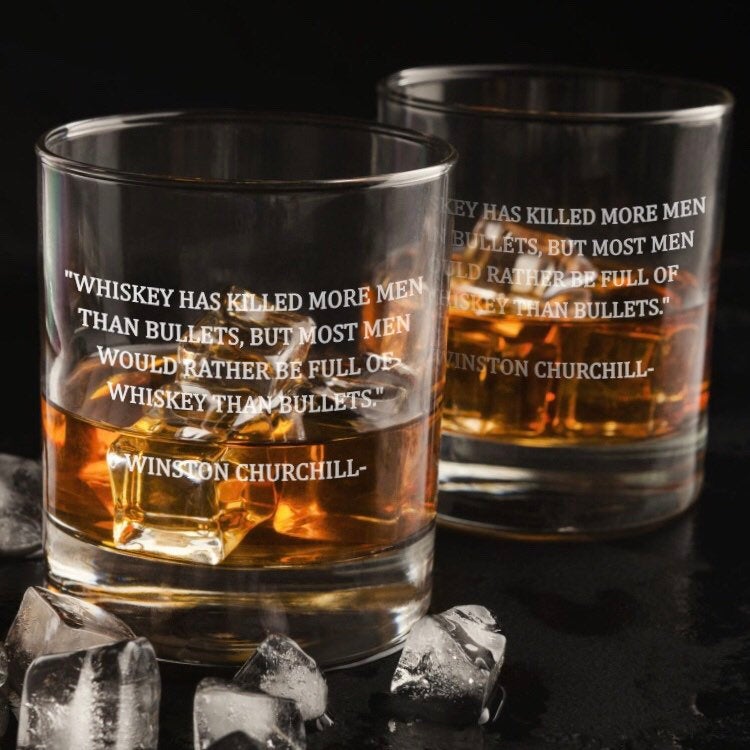 Winston Churchill Bullets Whiskey Glass / Father's Day Gift / Valentine's Day Gift