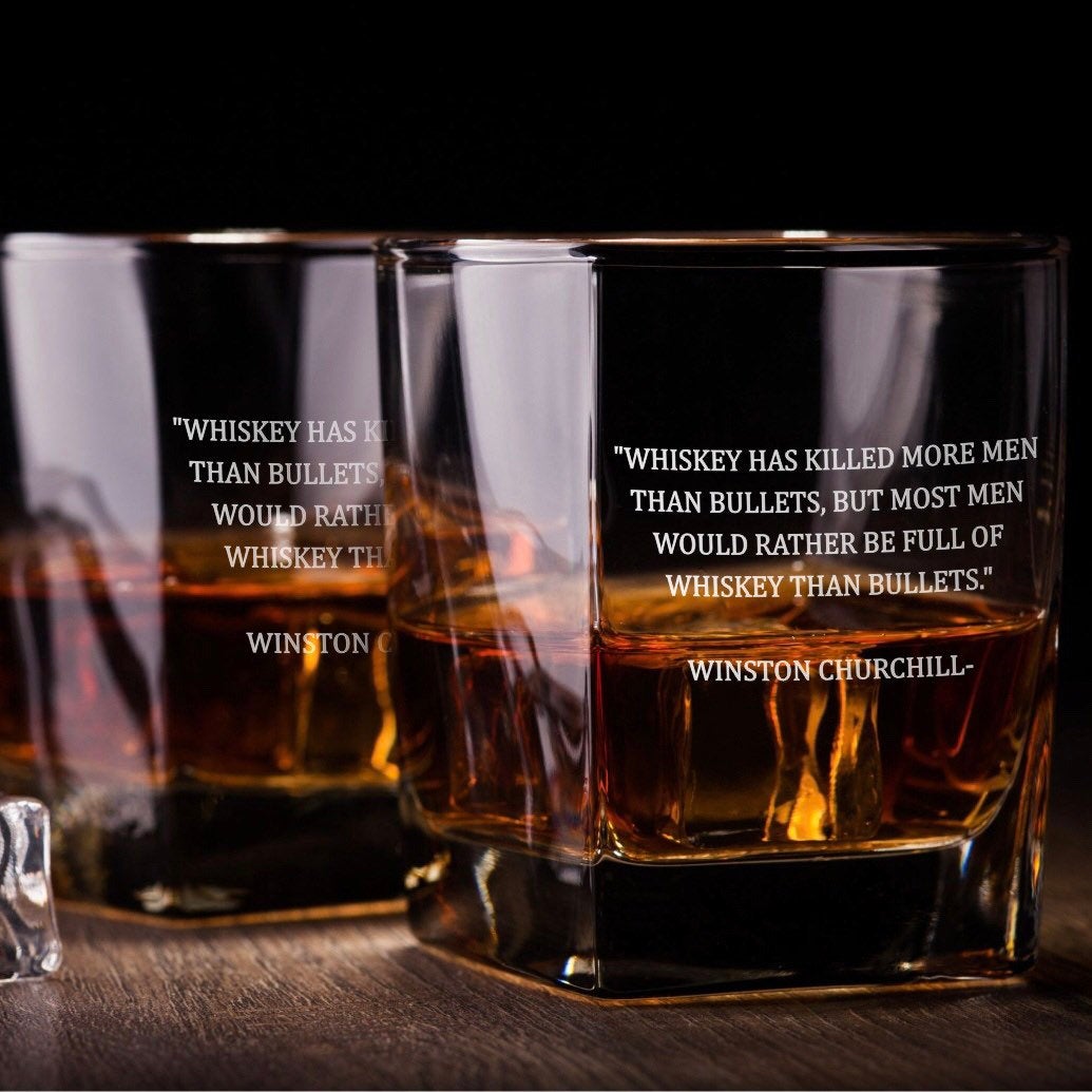 Winston Churchill Bullets Whiskey Glass / Father's Day Gift / Valentine's Day Gift