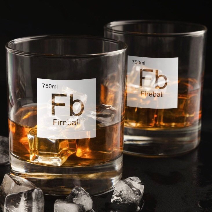 Periodic Table of Alcohol Fireball Whiskey Glass / Father's Day Gift / Valentine's Day Gift