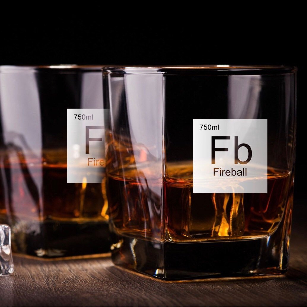 Periodic Table of Alcohol Fireball Whiskey Glass / Father's Day Gift / Valentine's Day Gift
