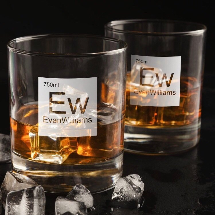 Periodic Table of Alcohol Evan Williams Whiskey Glass / Father's Day Gift / Valentine's Day Gift