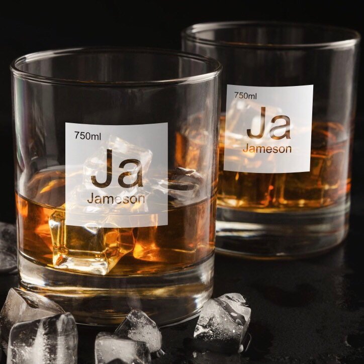 Periodic Table of Alcohol Jameson Whiskey Glass / Father's Day Gift / Valentine's Day Gift