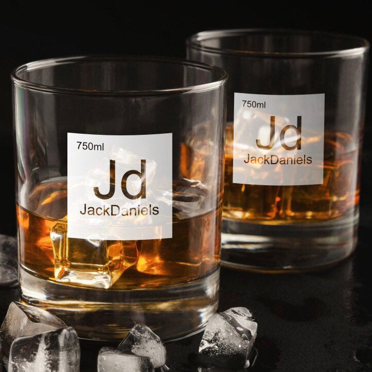 Periodic Table of Alcohol Jack Daniels Whiskey Glass / Father's Day Gift / Valentine's Day Gift