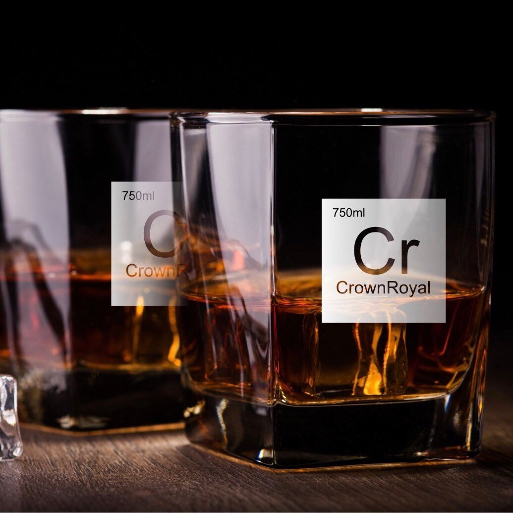 Periodic Table of Alcohol Crown Royal Whiskey Glass / Father's Day Gift / Valentine's Day Gift