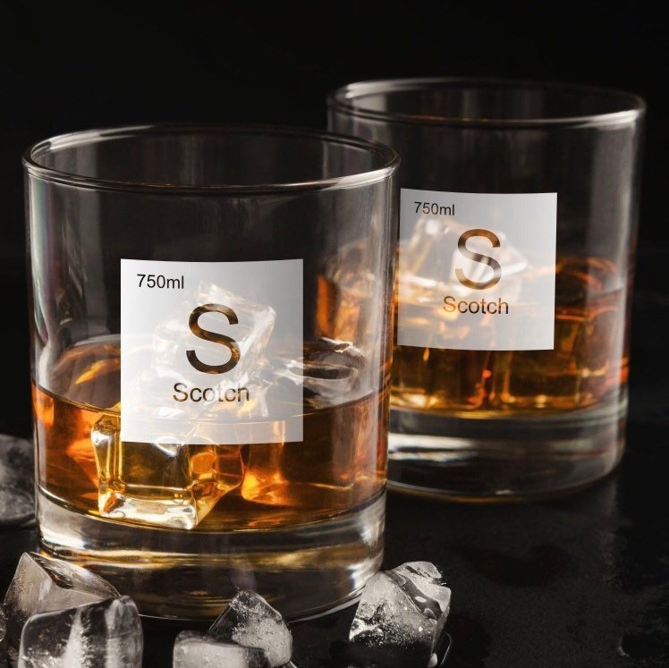 Periodic Table of Alcohol Scotch Whiskey Glass / Father's Day Gift / Valentine's Day Gift