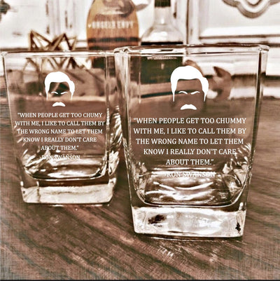 Ron Swanson  When People Get Too Chummy Whiskey Glass Set    / Father's Day Gift