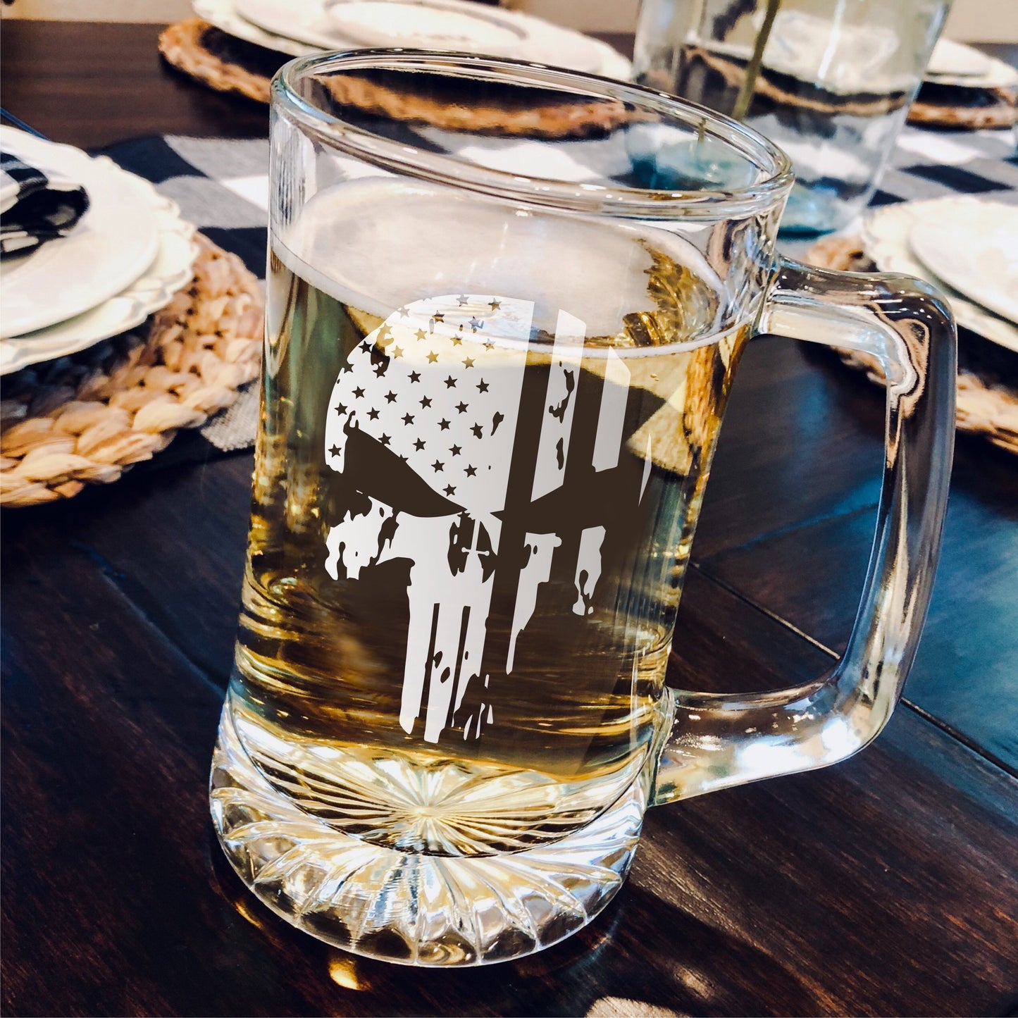 Punisher American Flag Beer Mug / Father's Day Gift / Valentine's Day Gift