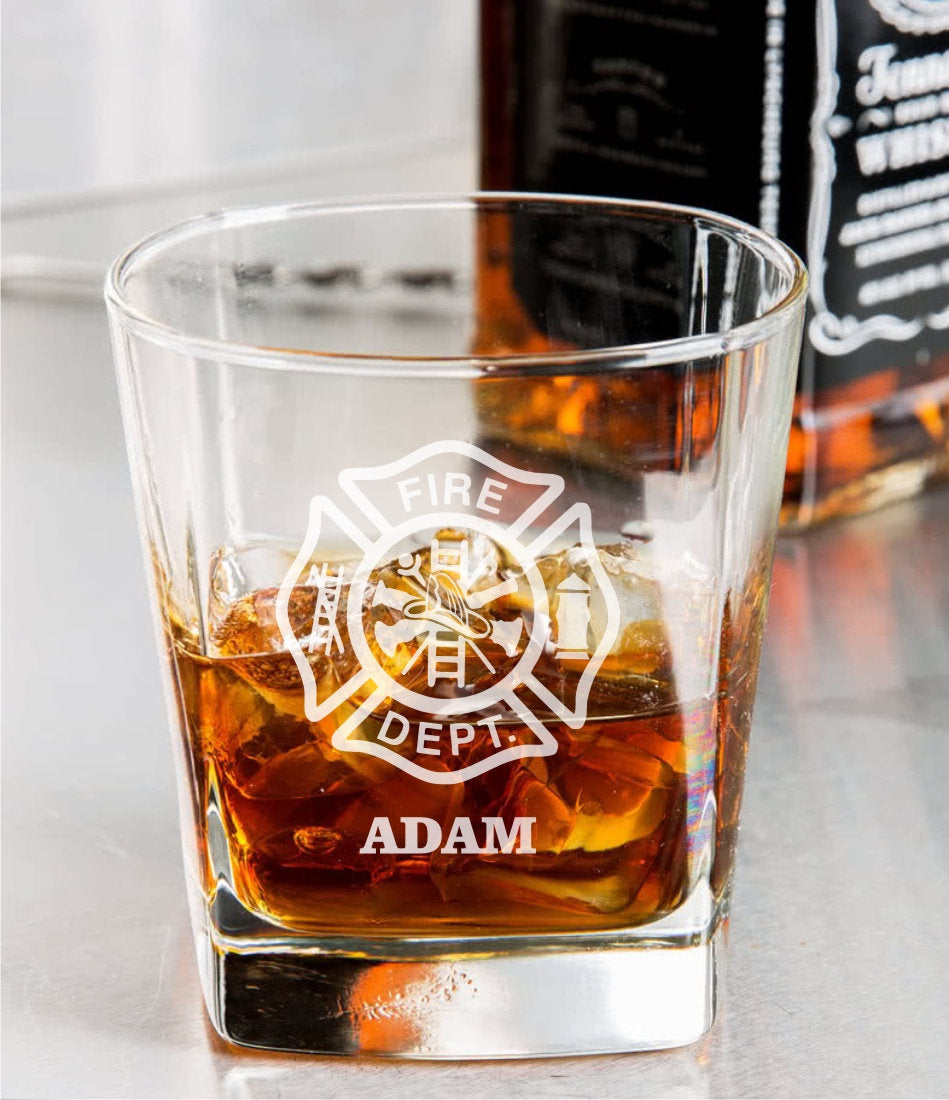 Firefighter Fireman Whiskey Glass / Father's Day Gift / Valentine's Day Gift