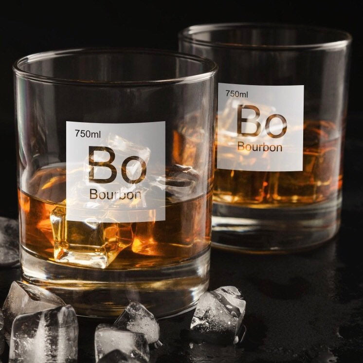 Periodic Table of Alcohol Bourbon Whiskey Glass / Father's Day Gift / Valentine's Day Gift