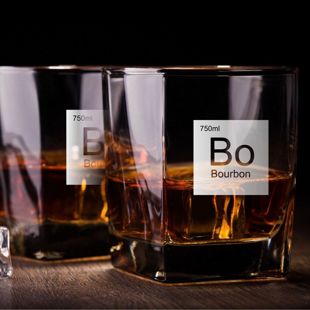 Periodic Table of Alcohol Bourbon Whiskey Glass / Father's Day Gift / Valentine's Day Gift