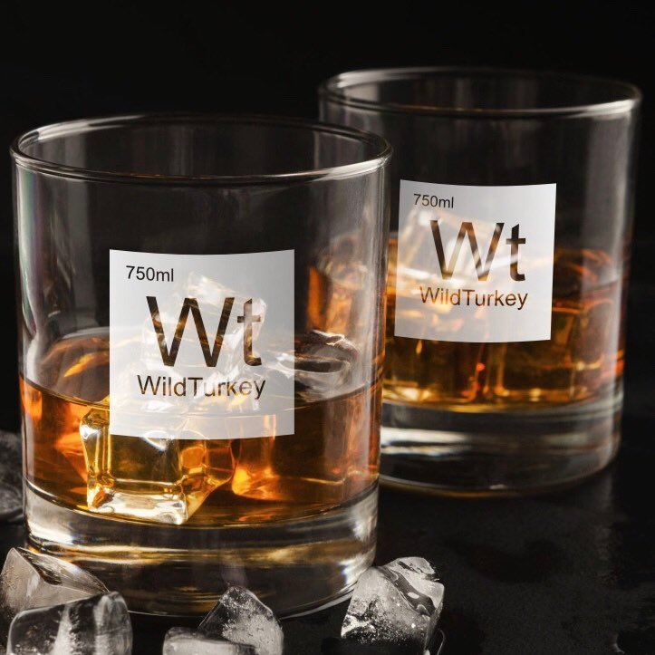 Periodic Table of Alcohol Wild Turkey Whiskey Glass / Father's Day Gift / Valentine's Day Gift
