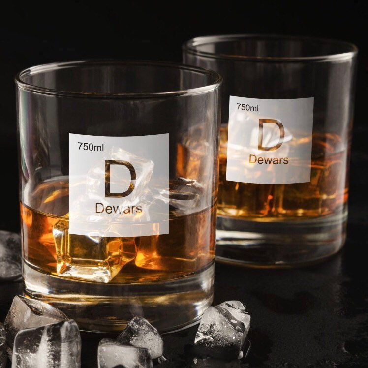 Periodic Table of Alcohol Dewars Whiskey Glass / Father's Day Gift / Valentine's Day Gift