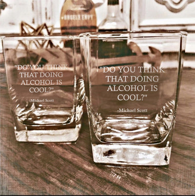 Michael Scott  Doing Alcohol  The Office  Whiskey Glass Set    / Father's Day Gift
