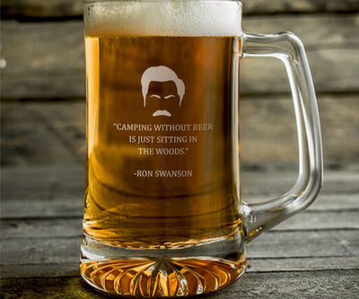 Ron Swanson Camping without Beer  Beer Mug    / Father's Day Gift
