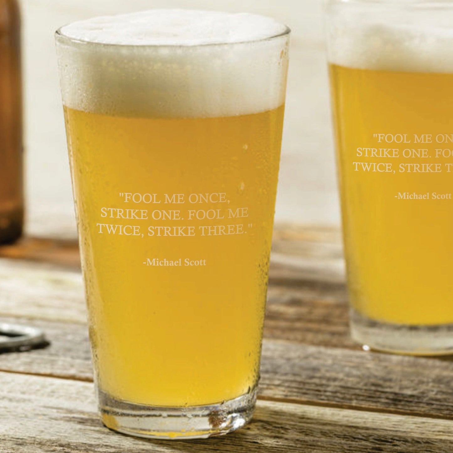 Michael Scott Fool Me Once The Office Pint Glass / Father's Day Gift