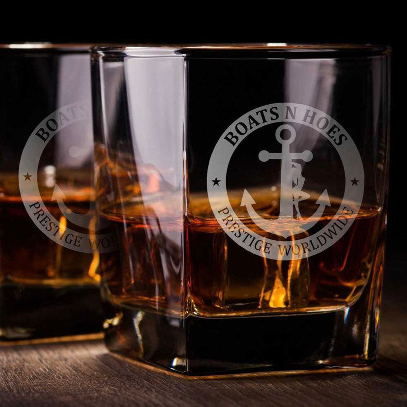 Boats and Hoes Whiskey Glass / Father's Day Gift / Valentine's Day Gift