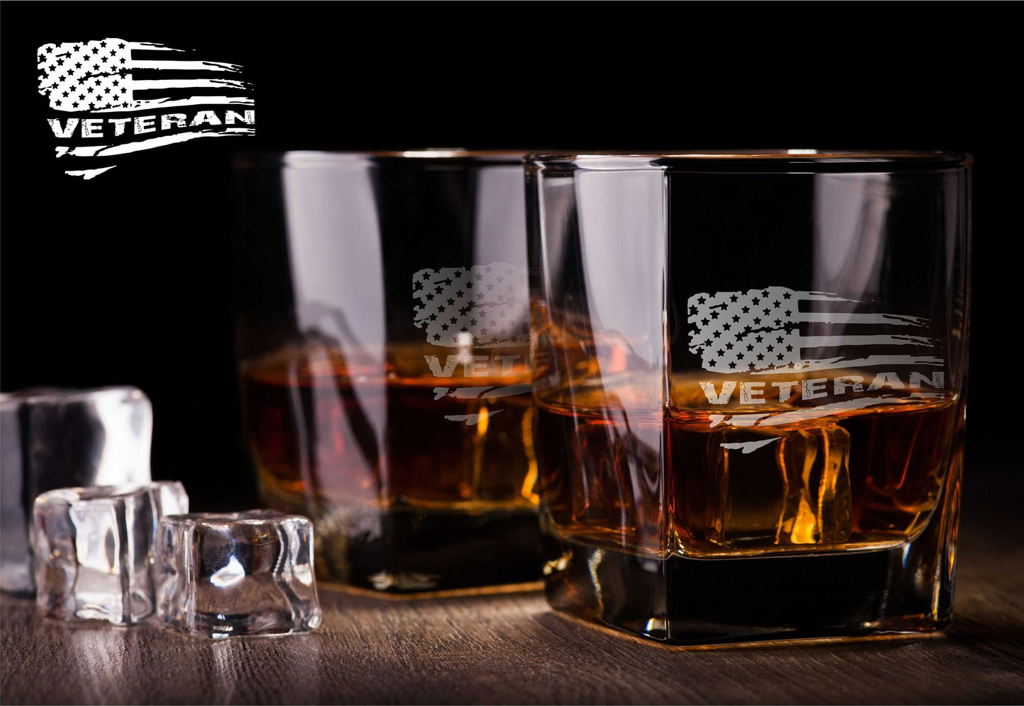 Veteran American Flag Whiskey Glass / Father's Day Gift / Valentine's Day Gift