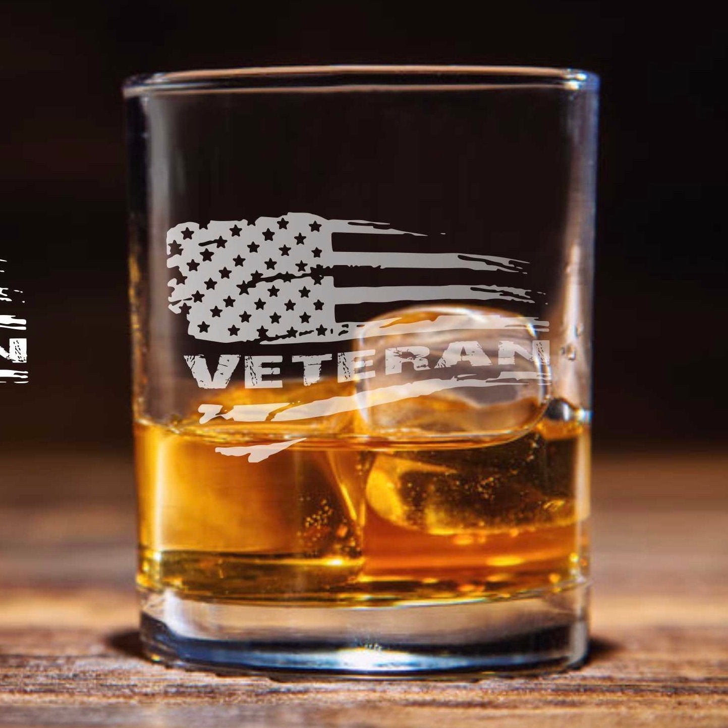 Veteran American Flag Whiskey Glass / Father's Day Gift / Valentine's Day Gift