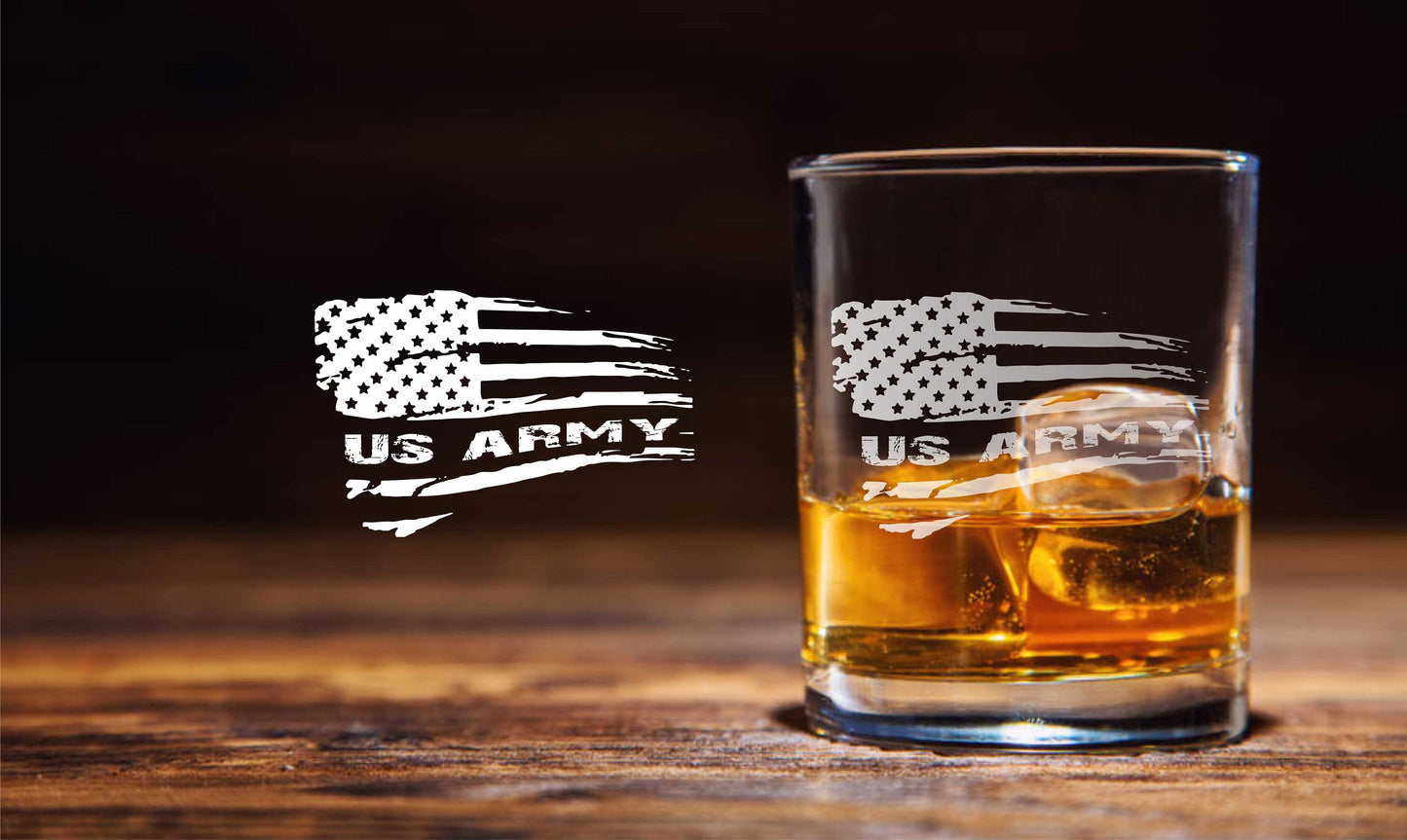 Army American Flag Whiskey Glass / Father's Day Gift / Valentine's Day Gift