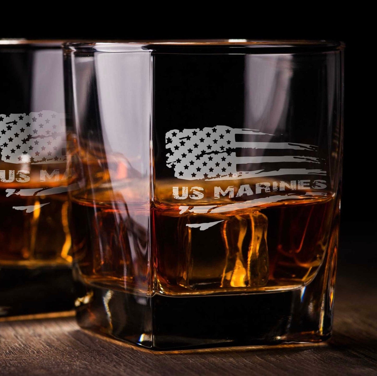US Marines American Flag Whiskey Glass / Father's Day Gift / Valentine's Day Gift