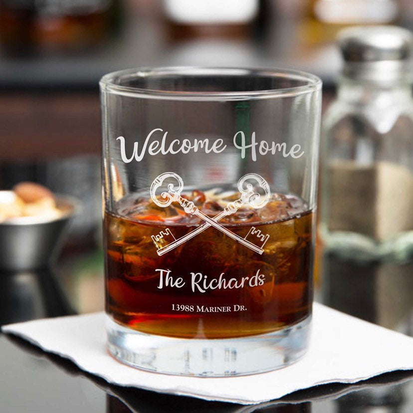 Welcome Home Personalized Whiskey Glass / Father's Day Gift / Valentine's Day Gift