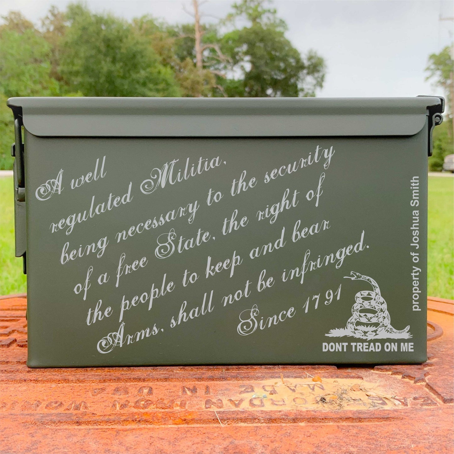 Ammo Box - Second Amendment - Custom Engraved Personalized .50 Cal Box / Father's Day Gift / Valentine's Day Gift