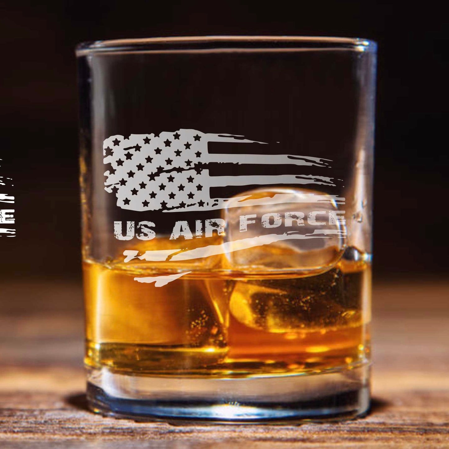 Air Force American Flag Whiskey Glass / Father's Day Gift / Valentine's Day Gift