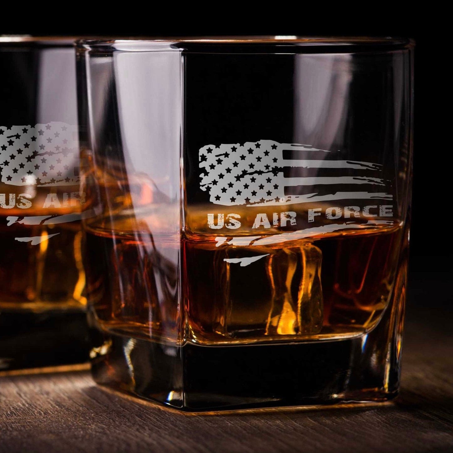 Air Force American Flag Whiskey Glass / Father's Day Gift / Valentine's Day Gift