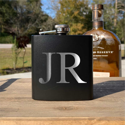 Monogrammed Flask - Laser Etched - Large Initials    / Father's Day Gift