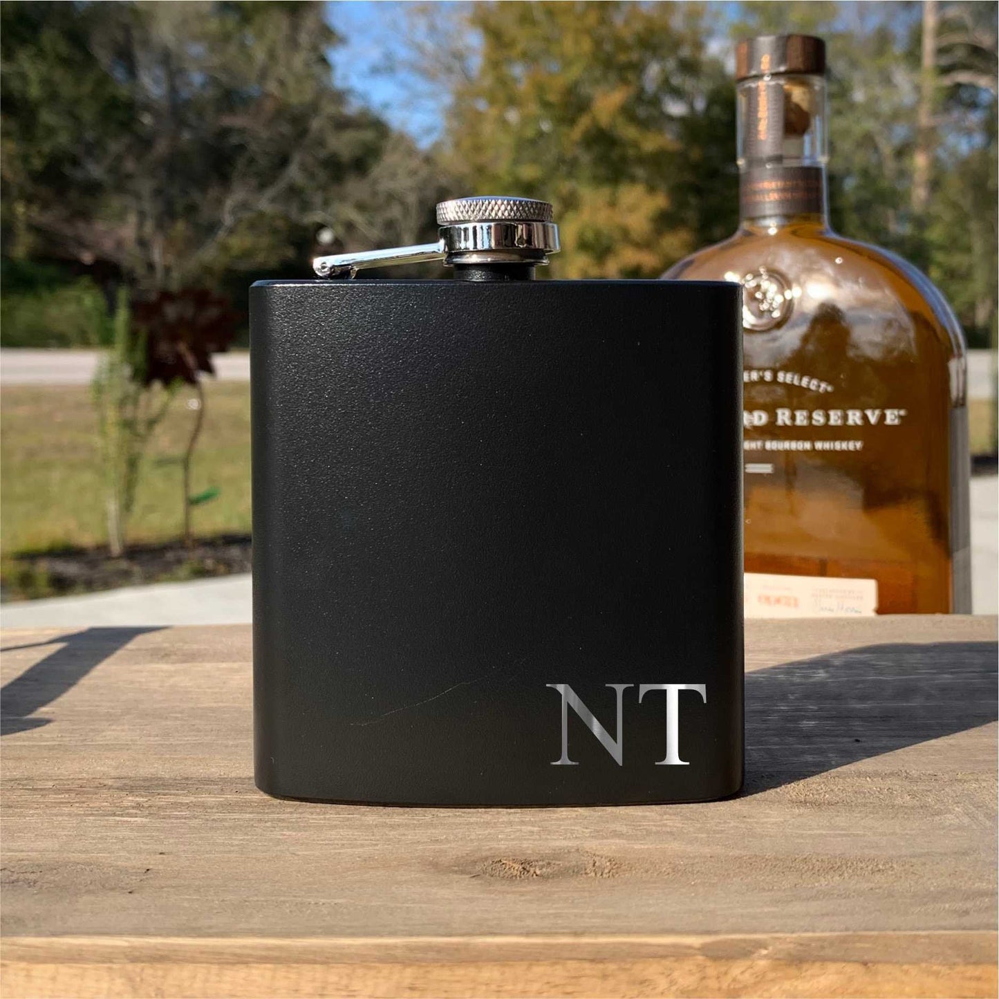 Monogrammed Flask - Laser Etched - Small Corner Initials    / Father's Day Gift / Valentine's Day Gift