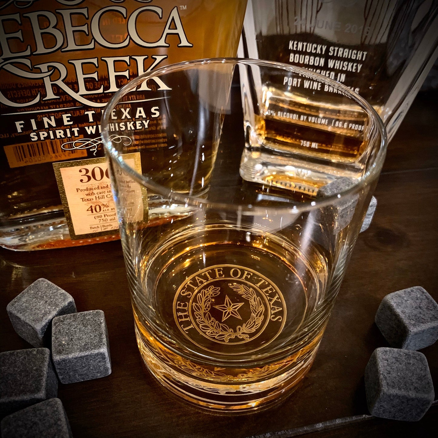 Texas State Seal Bottom Whiskey Glass Set / Father's Day Gift / Valentine's Day Gift