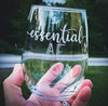 Essential AF  Engraved Stemless Wine Glass  Funny Wine Glass  Fun Wine Glass  Wine Lover Gift    / Father's Day Gift