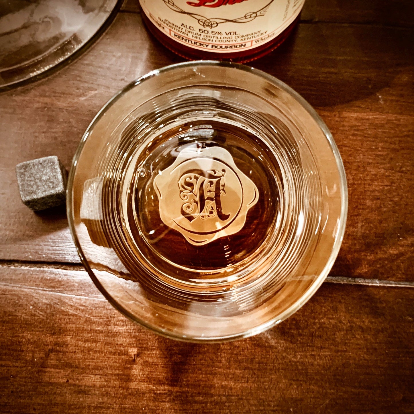 Monogrammed Whiskey Glasses Set Wax Seal Gothic Stamp / Father's Day Gift / Valentine's Day Gift