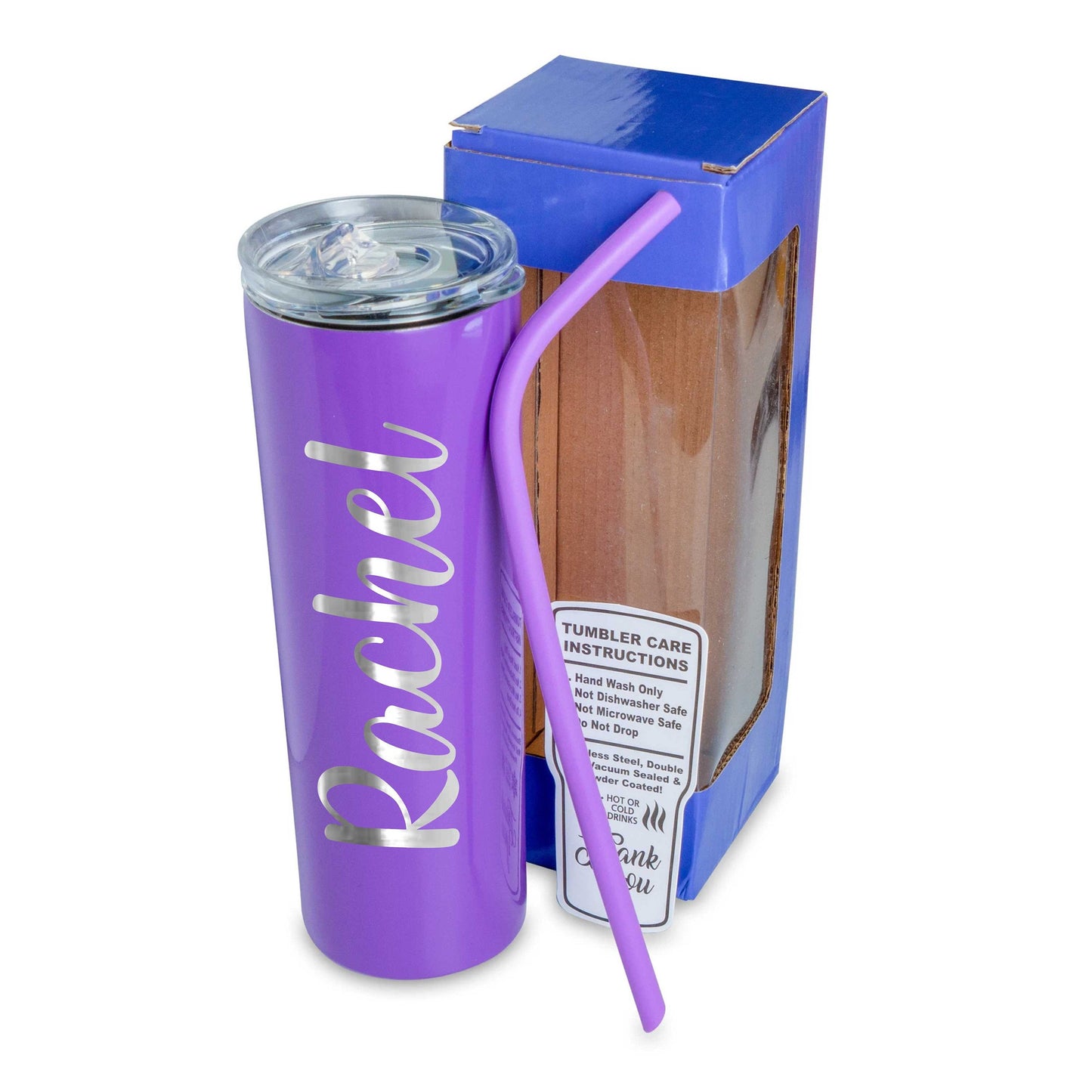 Name Tumbler Etched Skinny Powder Coated 20oz Insulated / Father's Day Gift / Valentine's Day Gift