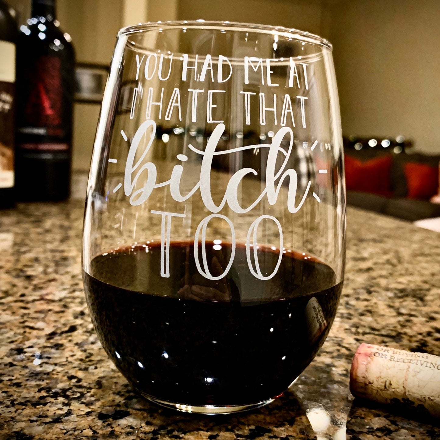 You Had Me At... Engraved Stemless Wine Glass Funny Wine Glass Fun Wine Glass Wine Lover Gift / Father's Day Gift / Valentine's Day Gift