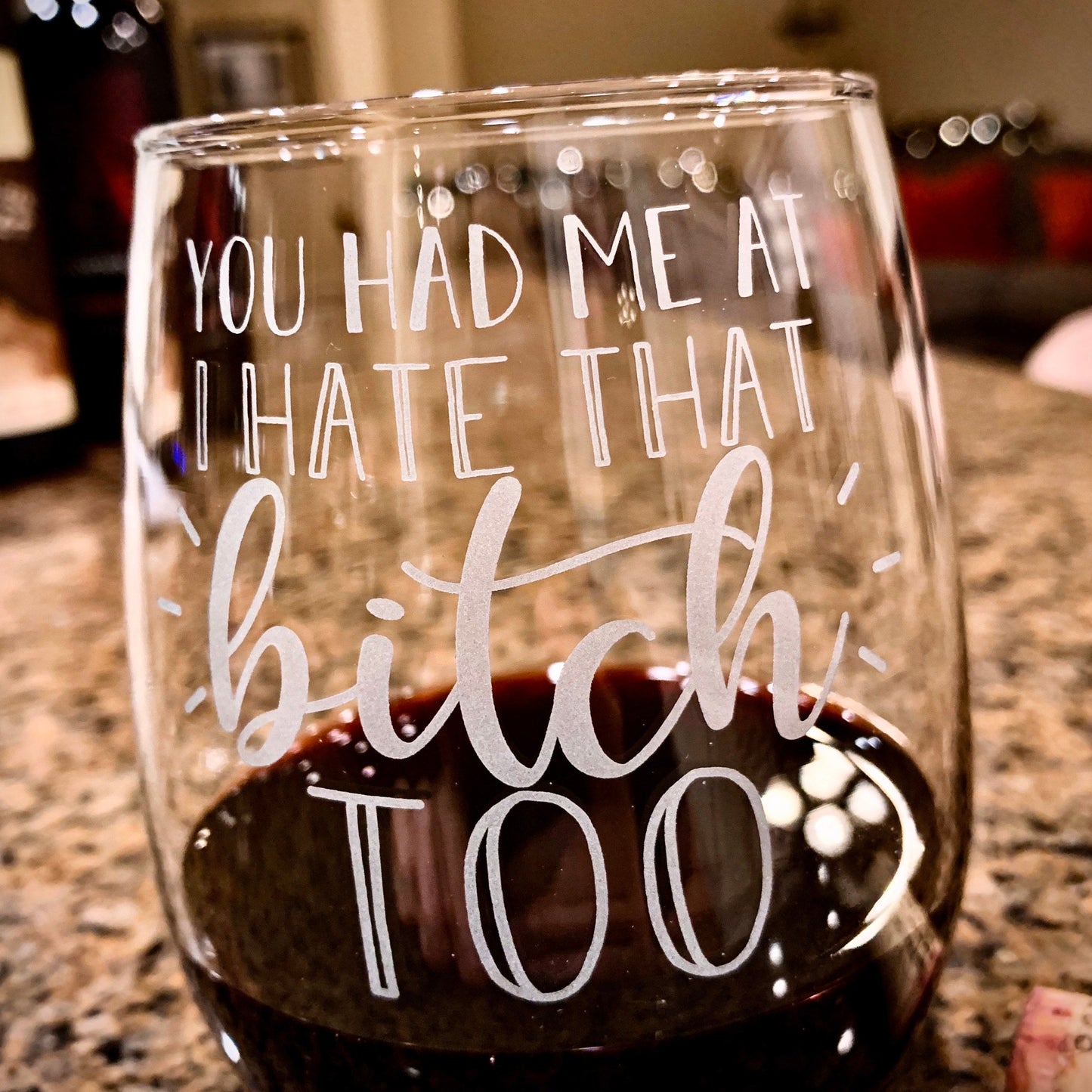 You Had Me At... Engraved Stemless Wine Glass Funny Wine Glass Fun Wine Glass Wine Lover Gift / Father's Day Gift / Valentine's Day Gift