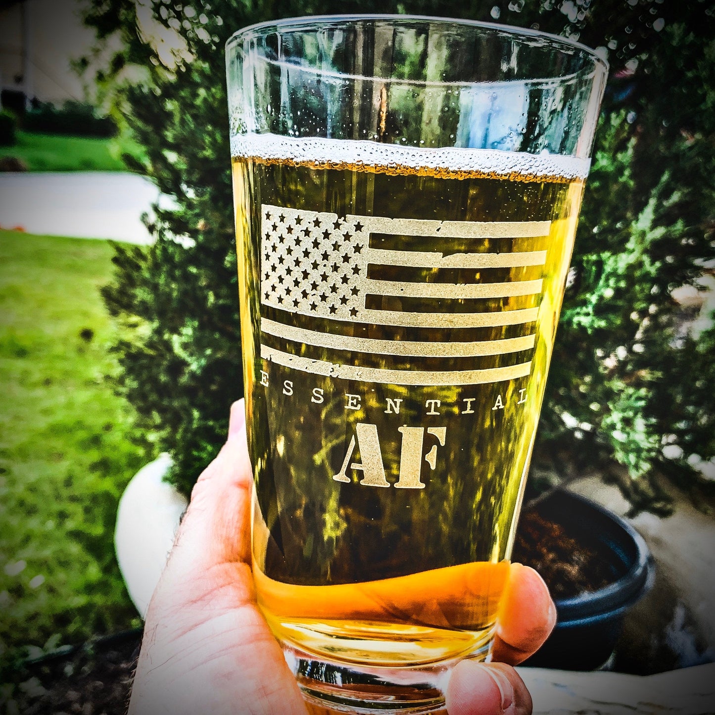 Essential AF American Flag Pint Glass / Father's Day Gift