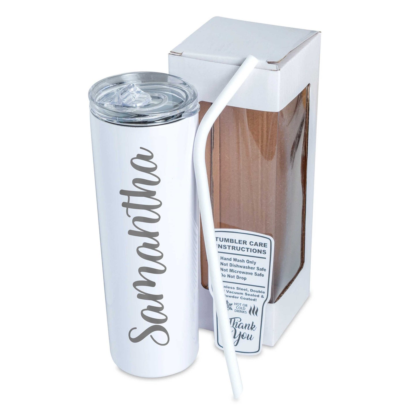 Name Tumbler Etched Skinny Powder Coated 20oz Insulated / Father's Day Gift / Valentine's Day Gift
