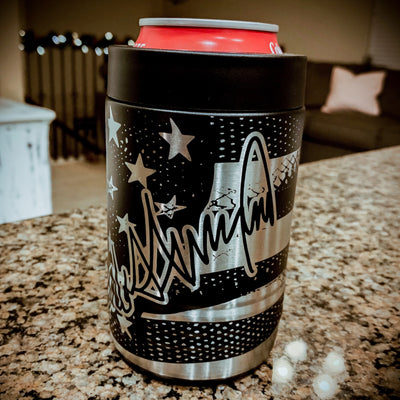 Trump Merica Signature 360 Etched Can Koozie    / Father's Day Gift