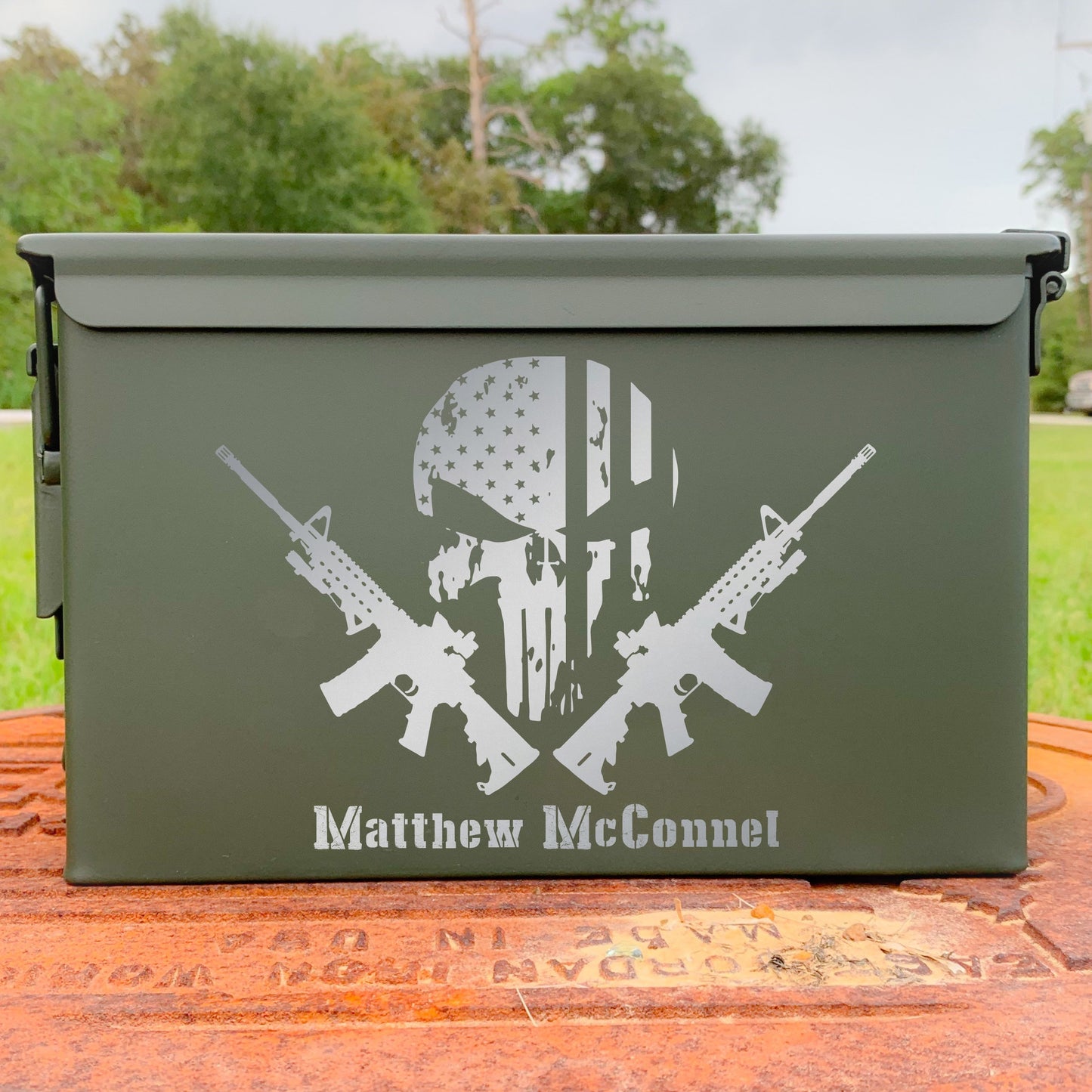 Punisher Skull Crosses AR Etched Ammo Can / Father's Day Gift / Valentine's Day Gift
