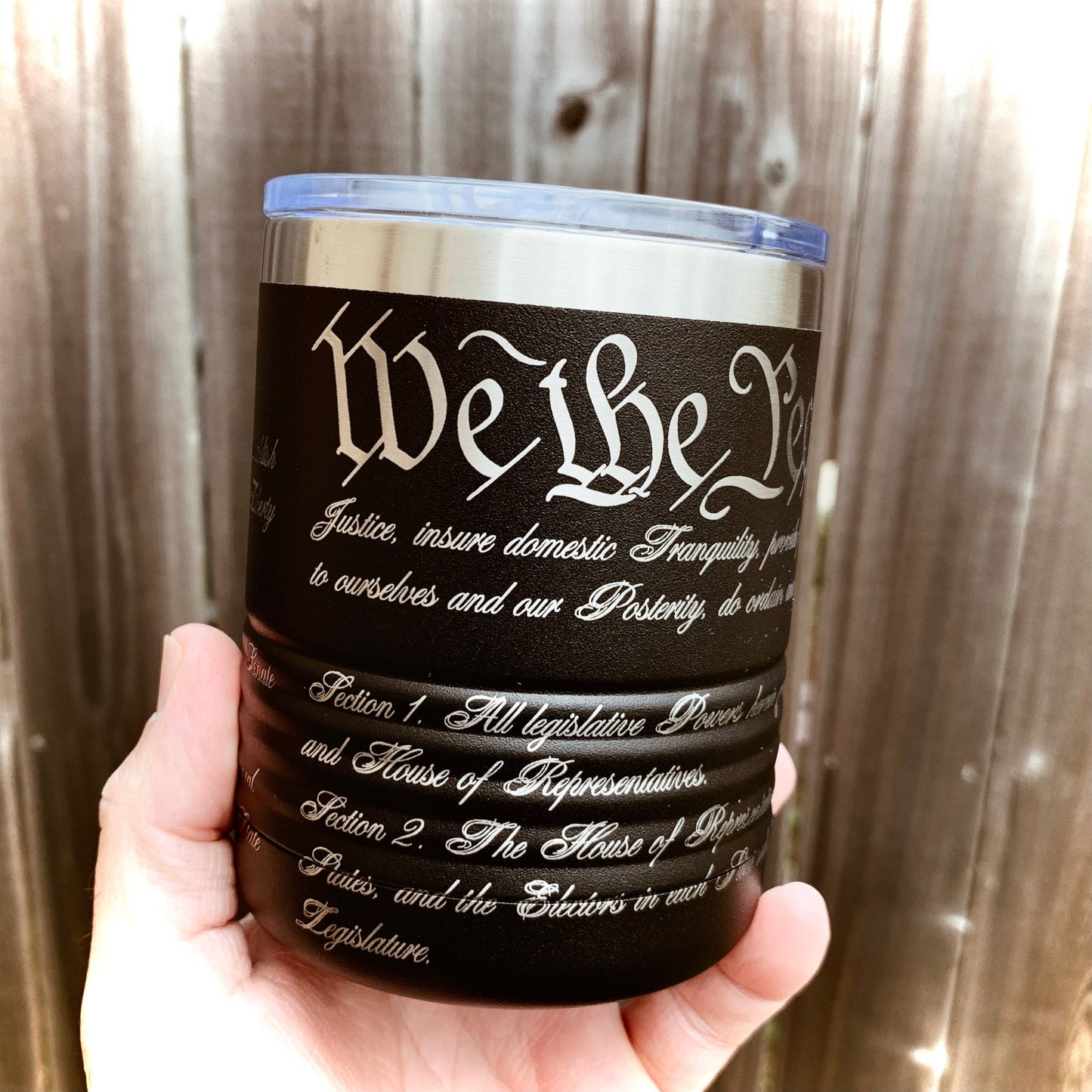US Constitution 360 Etched Lowball Tumbler    / Father's Day Gift / Valentine's Day Gift