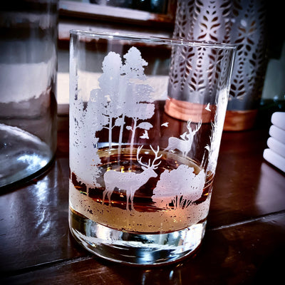 Wooded Forest Nature Scene  360 Engraved Whiskey Glass    / Father's Day Gift