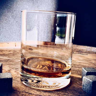 Promoted To DAD with EST. Date Bourbon Whiskey Glass/ Father's Day Gift