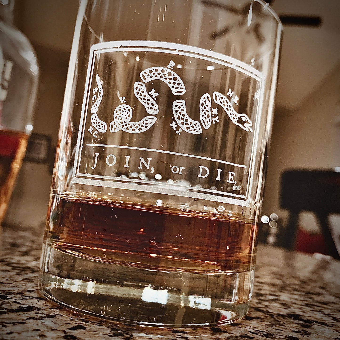 Join or Die Whiskey Glass / Father's Day Gift / Valentine's Day Gift