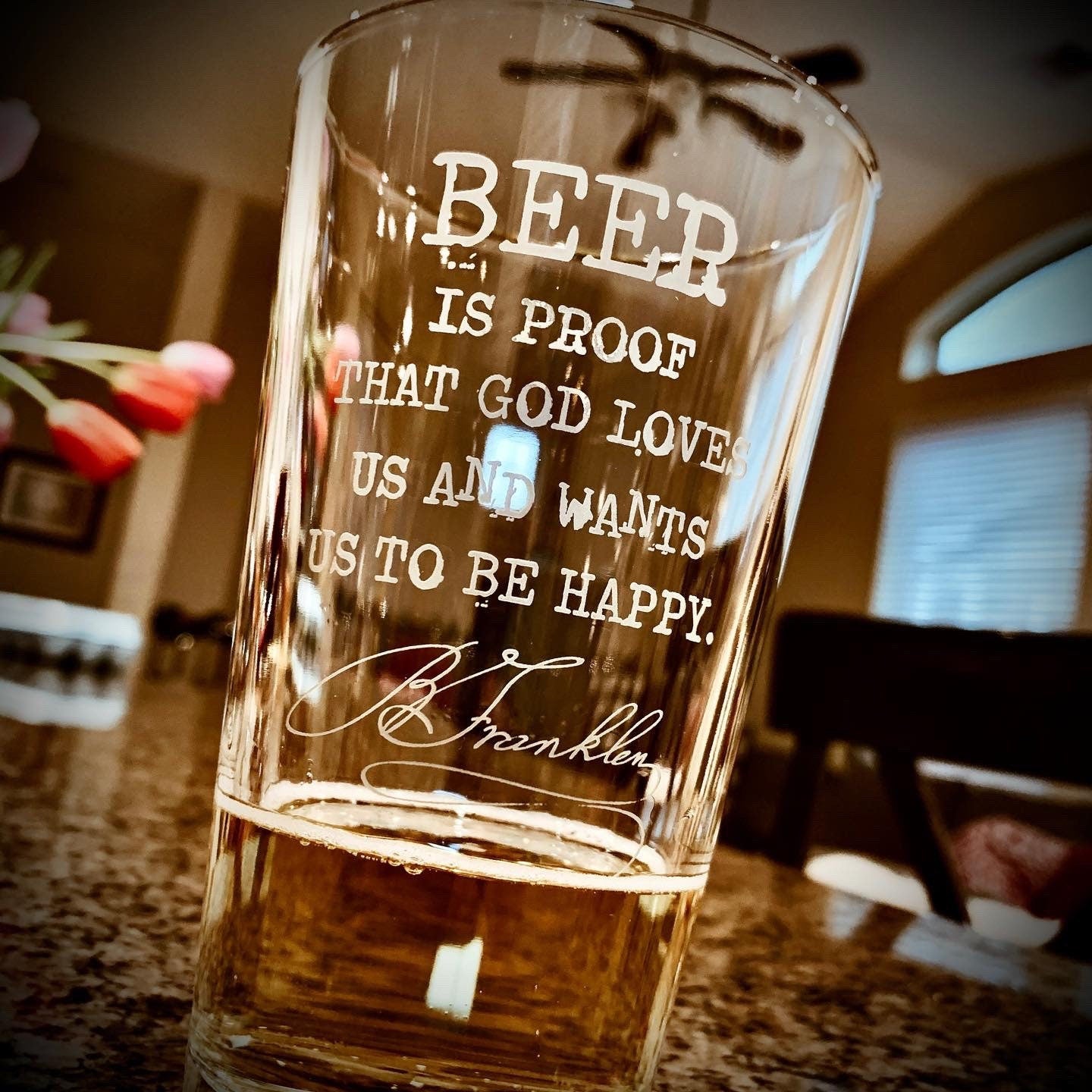 Beer is Proof That God Loves Us Pint Glass / Father's Day Gift