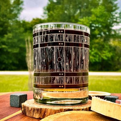 Personalized Whiskey Barrel 360 Wrap Engraved Glass    / Father's Day Gift