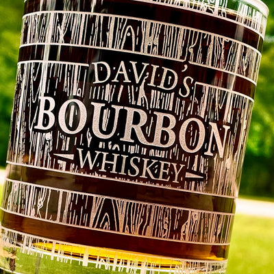 Personalized Whiskey Barrel 360 Wrap Engraved Glass    / Father's Day Gift