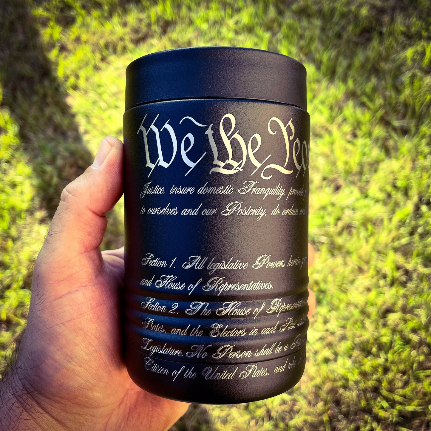 US Constitution 360 Etched Can Koozie    / Father's Day Gift / Valentine's Day Gift