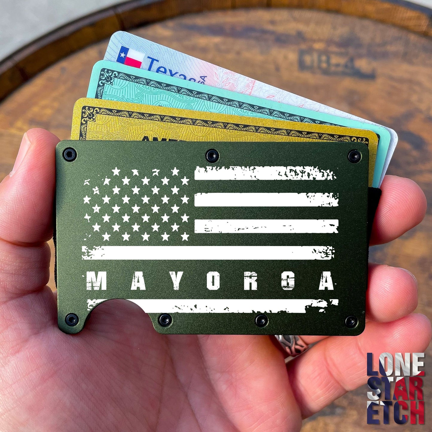 American Flag Slim Metal Minimalist RFID Blocking Wallet / Father's Day Gift / Valentine's Day Gift