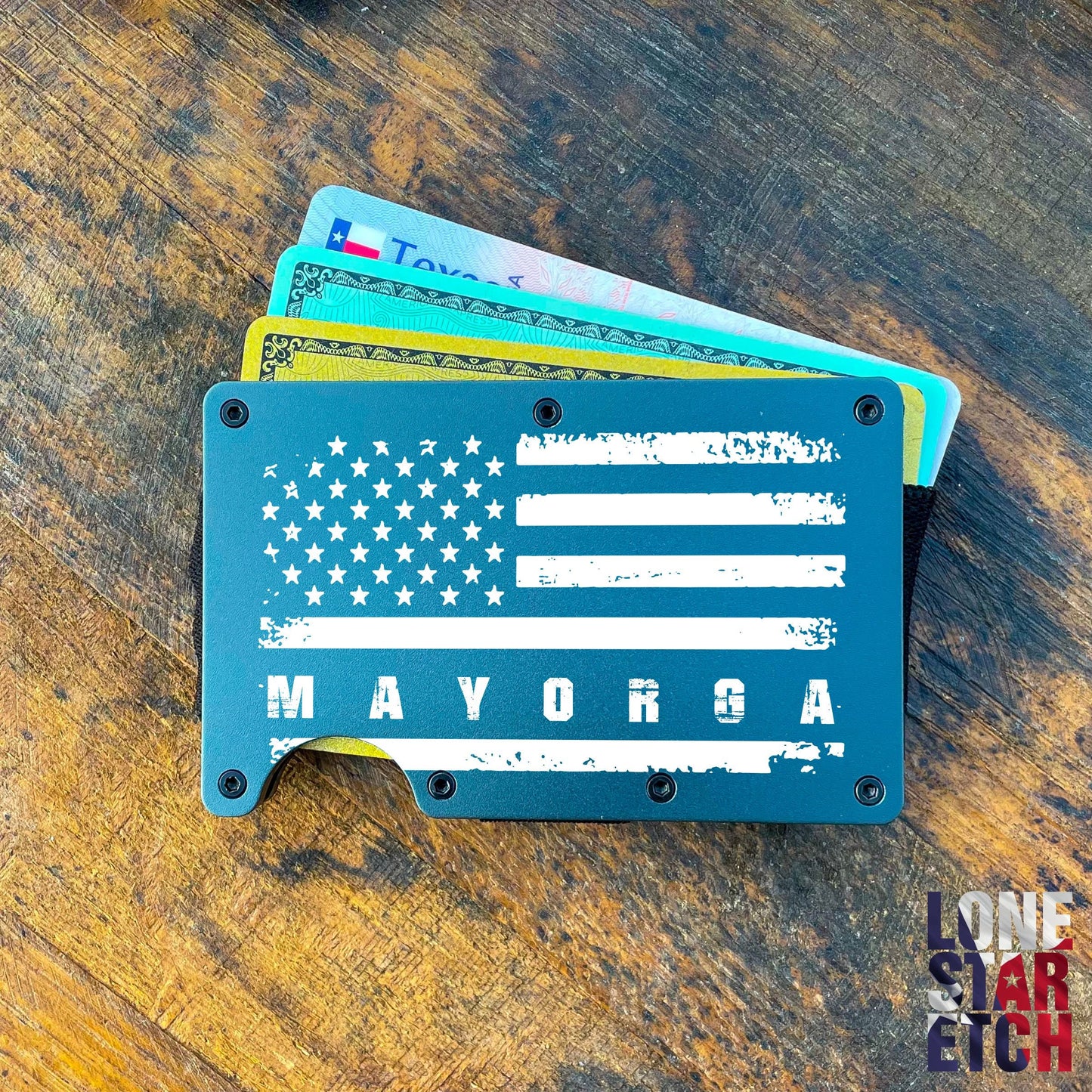 American Flag Slim Metal Minimalist RFID Blocking Wallet / Father's Day Gift / Valentine's Day Gift
